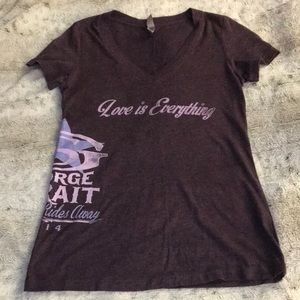 George Straight V-neck tee M purple fitted deep V Love is Everything 2014 NEW